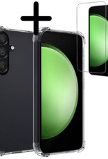 BASEY. Hoes Geschikt voor Samsung S23 FE Hoesje Shock Proof Case Hoes Siliconen Met Screenprotector - Hoesje Geschikt voor Samsung Galaxy S23 FE Hoes Cover Shockproof - Transparant