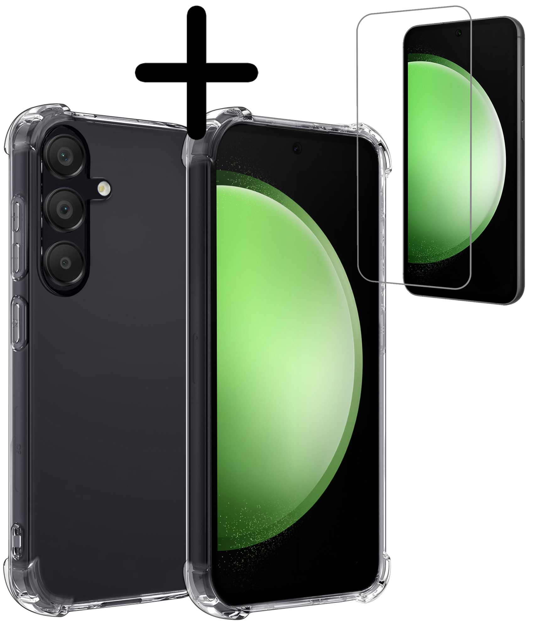 BASEY. Hoes Geschikt voor Samsung S23 FE Hoesje Shock Proof Case Hoes Siliconen Met Screenprotector - Hoesje Geschikt voor Samsung Galaxy S23 FE Hoes Cover Shockproof - Transparant