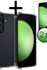 BASEY. Hoes Geschikt voor Samsung S23 FE Hoesje Shock Proof Case Hoes Siliconen Met 2x Screenprotector - Hoesje Geschikt voor Samsung Galaxy S23 FE Hoes Cover Shockproof - Transparant