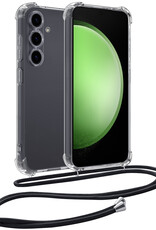 BASEY. Hoes Geschikt voor Samsung S23 FE Hoesje Shock Proof Case Met Koord Shock Hoes Met Koord - Hoesje Geschikt voor Samsung Galaxy S23 FE Hoes Cover Met Koord - Transparant