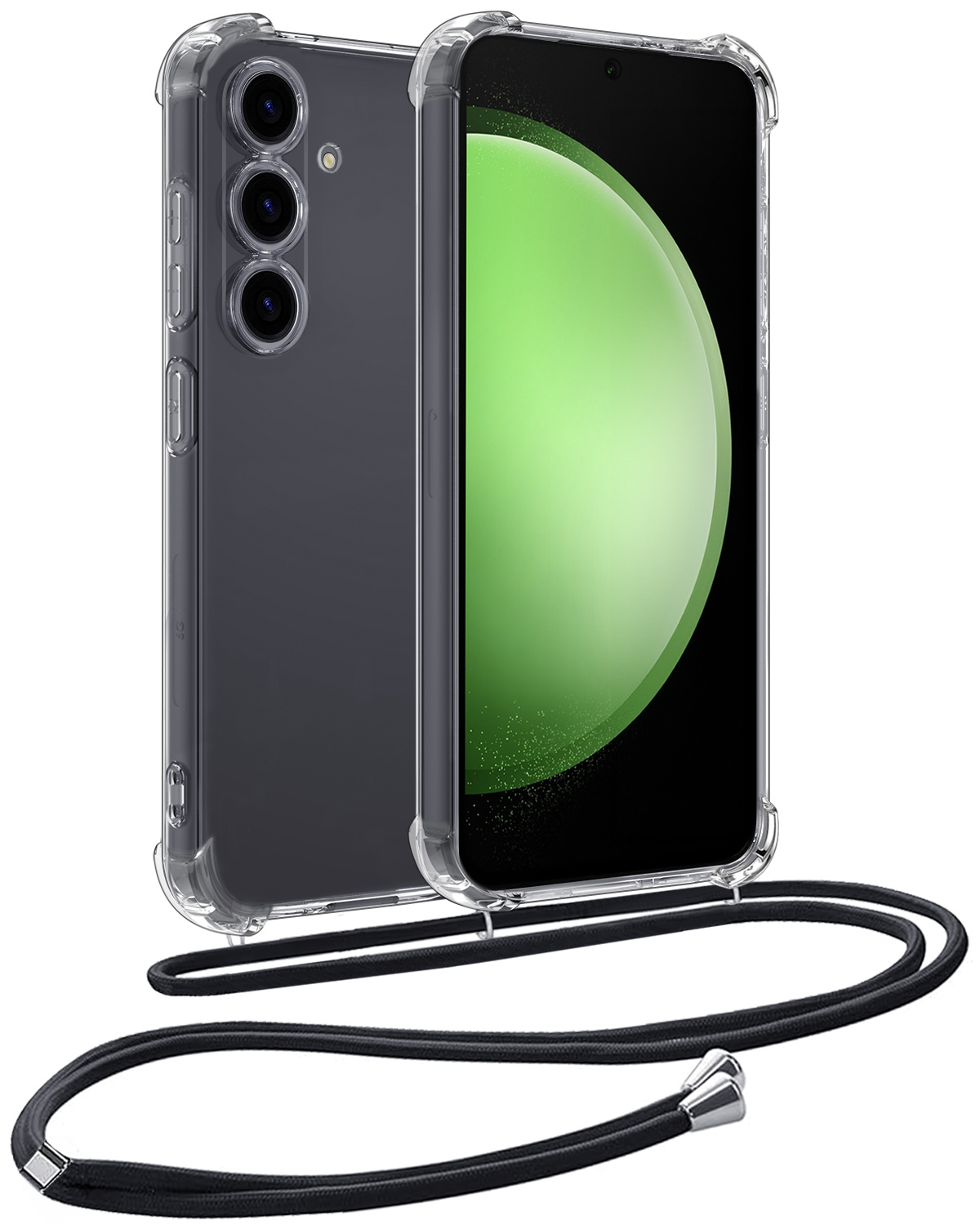 BASEY. Hoes Geschikt voor Samsung S23 FE Hoesje Shock Proof Case Met Koord Shock Hoes Met Koord - Hoesje Geschikt voor Samsung Galaxy S23 FE Hoes Cover Met Koord - Transparant