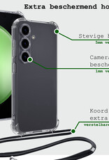 BASEY. Hoes Geschikt voor Samsung S23 FE Hoesje Shock Proof Case Met Koord Shock Hoes Met Koord - Hoesje Geschikt voor Samsung Galaxy S23 FE Hoes Cover Met Koord - Transparant