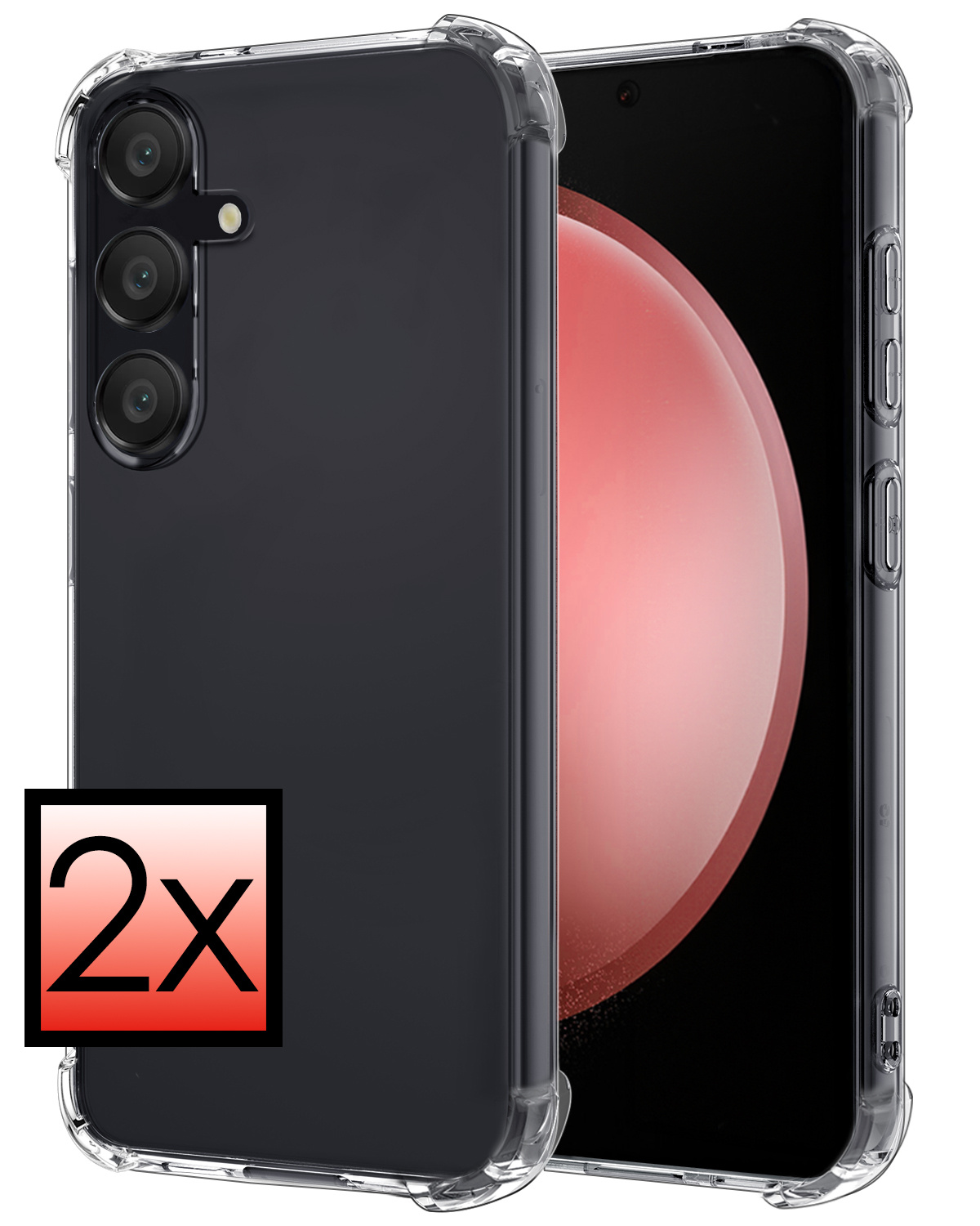 NoXx Hoes Geschikt voor Samsung S23 FE Hoesje Siliconen Cover Shock Proof Back Case Shockproof Hoes - Transparant - 2x