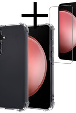 NoXx Hoes Geschikt voor Samsung S23 FE Hoesje Siliconen Cover Shock Proof Back Case Shockproof Hoes Met Screenprotector - Transparant