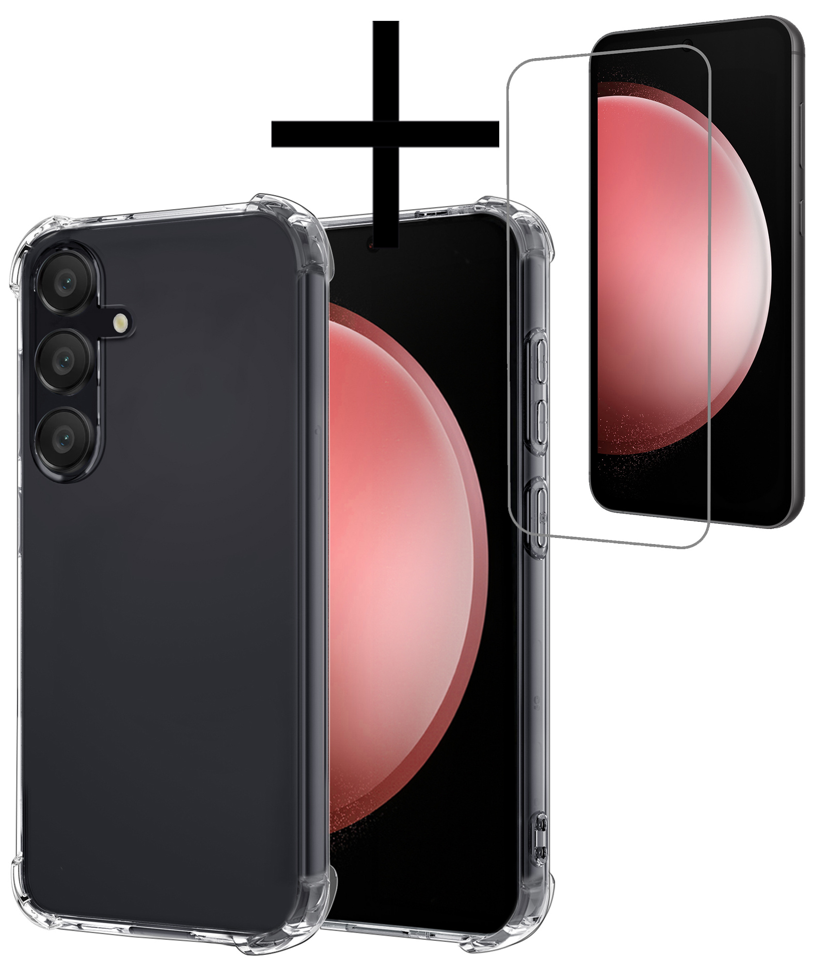 NoXx Hoes Geschikt voor Samsung S23 FE Hoesje Siliconen Cover Shock Proof Back Case Shockproof Hoes Met Screenprotector - Transparant