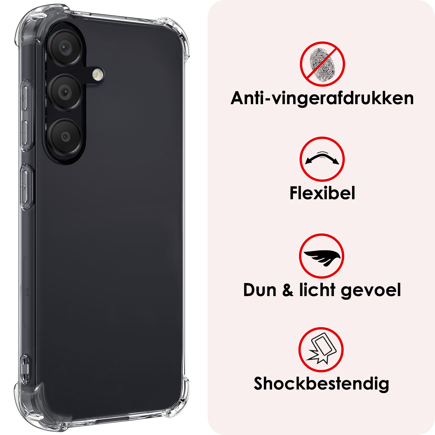 NoXx Hoes Geschikt voor Samsung S23 FE Hoesje Siliconen Cover Shock Proof Back Case Shockproof Hoes Met 2x Screenprotector - Transparant