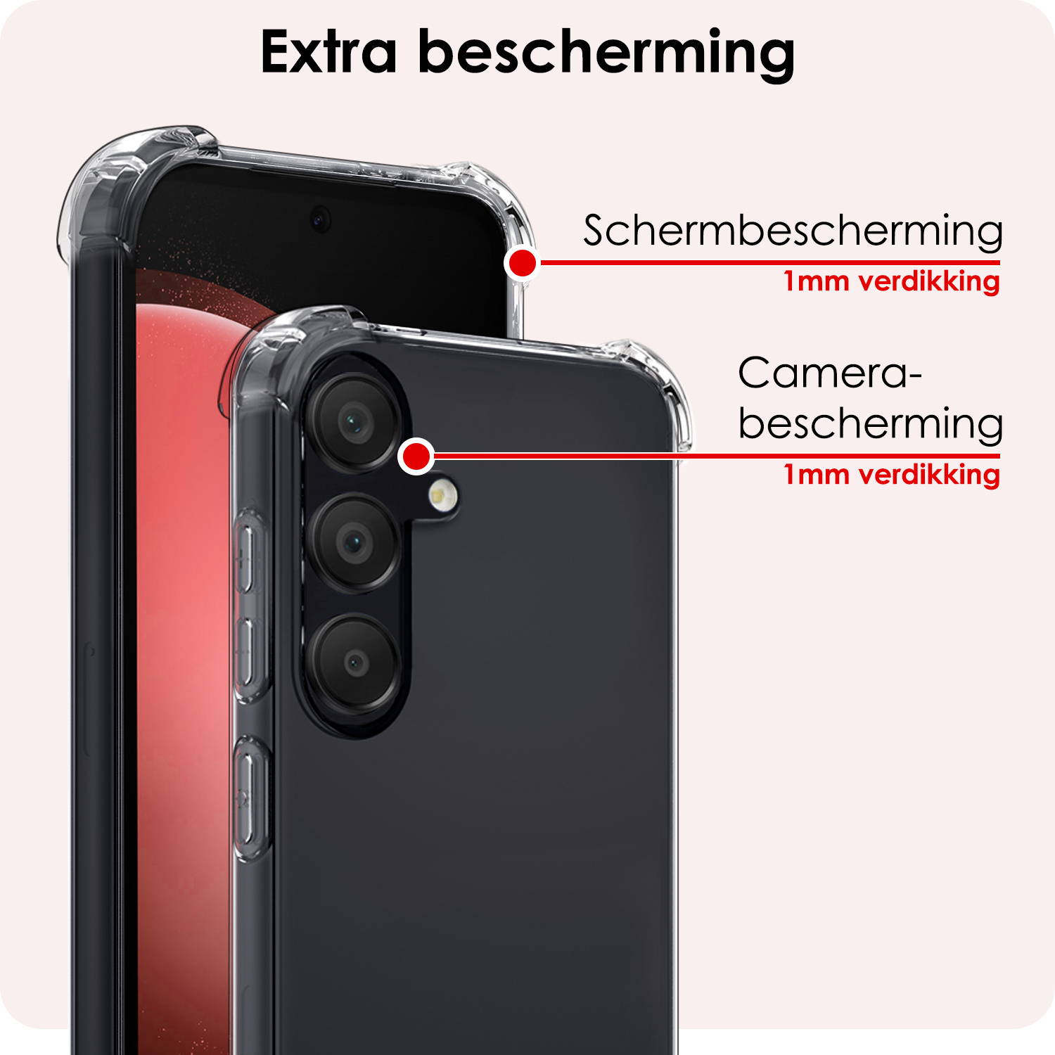 NoXx Hoes Geschikt voor Samsung S23 FE Hoesje Siliconen Cover Shock Proof Back Case Shockproof Hoes Met 2x Screenprotector - Transparant