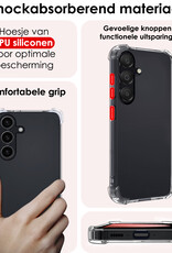 NoXx Hoes Geschikt voor Samsung S23 FE Hoesje Siliconen Cover Shock Proof Back Case Shockproof Hoes Met 2x Screenprotector - Transparant