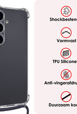 NoXx Hoes Geschikt voor Samsung S23 FE Hoesje Transparant Met Telefoonkoord Cover Shock Proof Case Koord Hoes