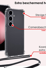 NoXx Hoes Geschikt voor Samsung S23 FE Hoesje Transparant Met Telefoonkoord Cover Shock Proof Case Koord Hoes