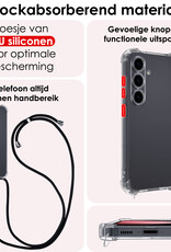 NoXx Hoes Geschikt voor Samsung S23 FE Hoesje Transparant Met Telefoonkoord Cover Shock Proof Case Koord Hoes