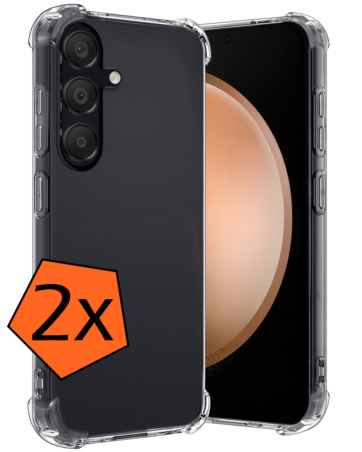 Nomfy Hoesje Geschikt voor Samsung S23 FE Hoesje Shock Proof Cover Case Shockproof - Hoes Geschikt voor Samsung Galaxy S23 FE Hoes Siliconen Back Case - Transparant - 2 PACK
