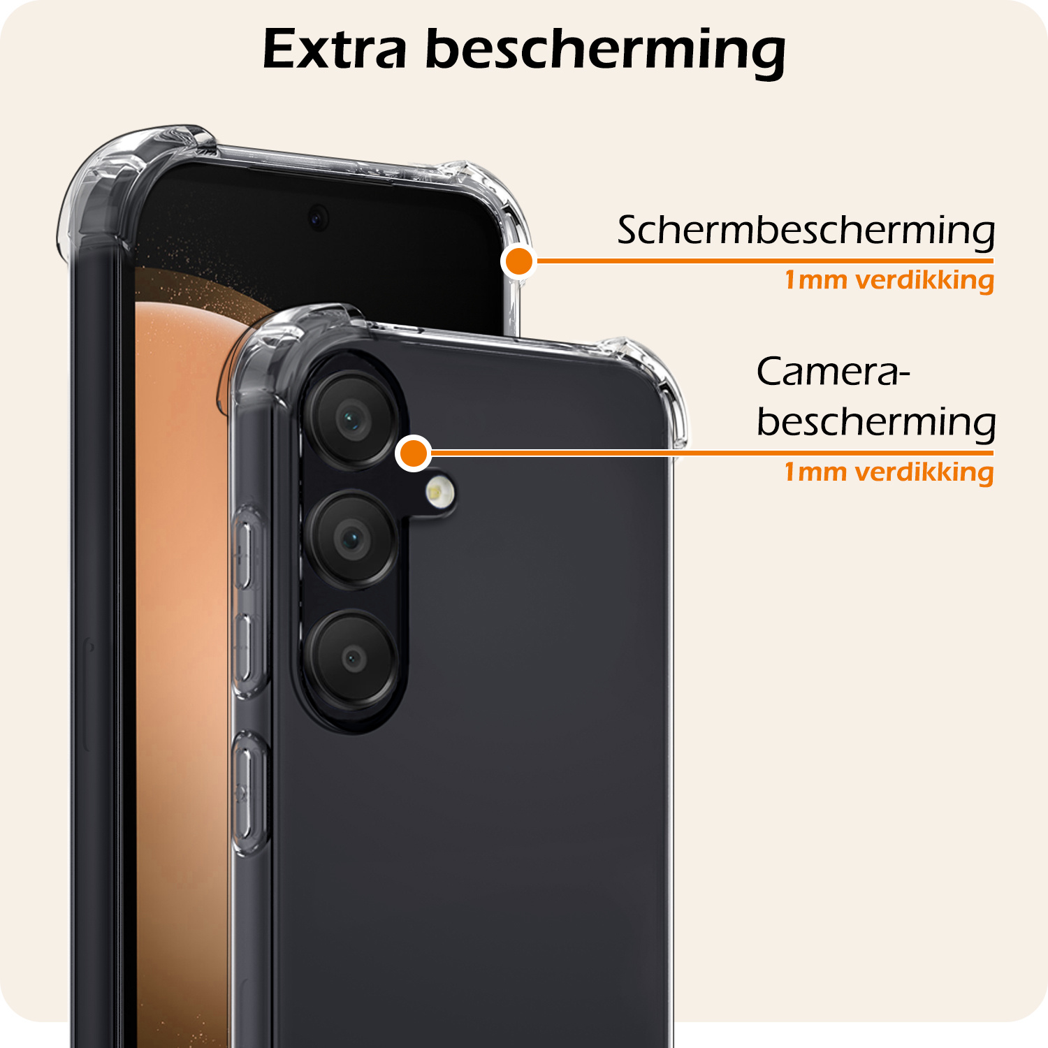 Nomfy Hoesje Geschikt voor Samsung S23 FE Hoesje Shock Proof Cover Case Shockproof Met Screenprotector - Hoes Geschikt voor Samsung Galaxy S23 FE Hoes Siliconen Back Case - Transparant