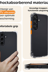 Nomfy Hoesje Geschikt voor Samsung S23 FE Hoesje Shock Proof Cover Case Shockproof Met Screenprotector - Hoes Geschikt voor Samsung Galaxy S23 FE Hoes Siliconen Back Case - Transparant