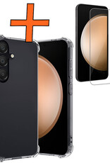 Nomfy Hoesje Geschikt voor Samsung S23 FE Hoesje Shock Proof Cover Case Shockproof Met Screenprotector - Hoes Geschikt voor Samsung Galaxy S23 FE Hoes Siliconen Back Case - Transparant