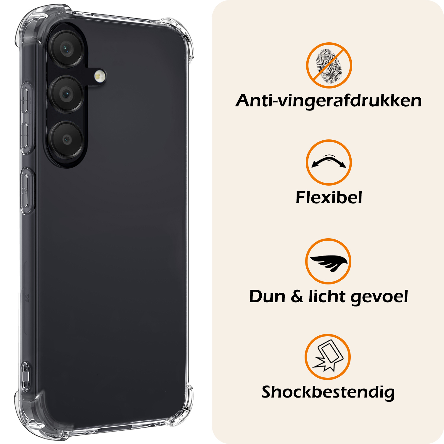 Nomfy Hoesje Geschikt voor Samsung S23 FE Hoesje Shock Proof Cover Case Shockproof Met 2x Screenprotector - Hoes Geschikt voor Samsung Galaxy S23 FE Hoes Siliconen Back Case - Transparant