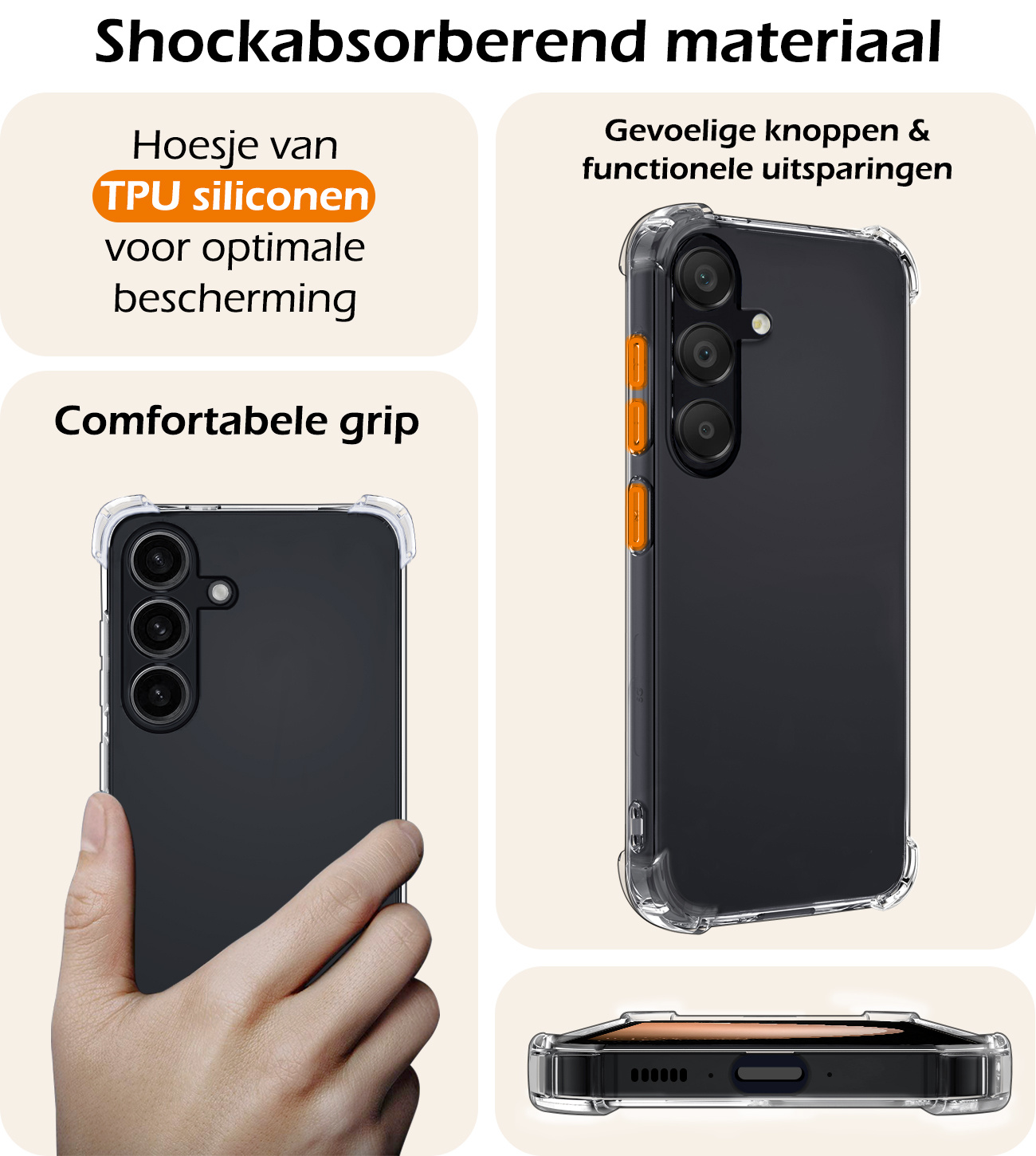 Nomfy Hoesje Geschikt voor Samsung S23 FE Hoesje Shock Proof Cover Case Shockproof Met 2x Screenprotector - Hoes Geschikt voor Samsung Galaxy S23 FE Hoes Siliconen Back Case - Transparant