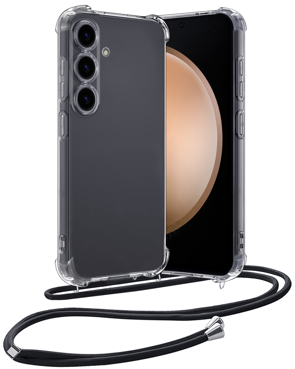 Nomfy Hoesje Geschikt voor Samsung S23 FE Hoesje Shock Proof Transparant Met Telefoonketting Case Shock Koord - Hoesje Geschikt voor Samsung Galaxy S23 FE Shock Proof Case Met Koord - Transparant