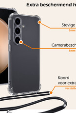 Nomfy Hoesje Geschikt voor Samsung S23 FE Hoesje Shock Proof Transparant Met Telefoonketting Case Shock Koord - Hoesje Geschikt voor Samsung Galaxy S23 FE Shock Proof Case Met Koord - Transparant
