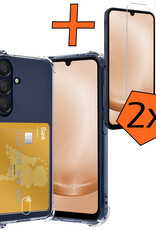 Nomfy Hoesje Geschikt voor Samsung A25 Hoesje Pasjeshouder Shockproof Pas Houder Met 2x Screenprotector - Hoesje Geschikt voor Samsung Galaxy A25 Hoes Met Kaarthouder - Transparant