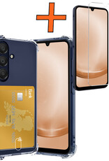 Nomfy Hoesje Geschikt voor Samsung A25 Hoesje Pasjeshouder Shockproof Pas Houder Met Screenprotector - Hoesje Geschikt voor Samsung Galaxy A25 Hoes Met Kaarthouder - Transparant