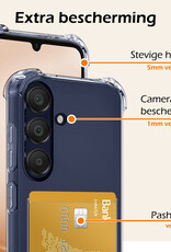 Nomfy Hoesje Geschikt voor Samsung A25 Hoesje Pasjeshouder Shockproof Pas Houder Met Screenprotector - Hoesje Geschikt voor Samsung Galaxy A25 Hoes Met Kaarthouder - Transparant