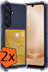 Nomfy Hoesje Geschikt voor Samsung A25 Hoesje Pasjeshouder Shockproof Pas Houder - Hoesje Geschikt voor Samsung Galaxy A25 Hoes Met Kaarthouder - Transparant - 2 PACK
