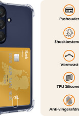 Nomfy Hoesje Geschikt voor Samsung A25 Hoesje Pasjeshouder Shockproof Pas Houder - Hoesje Geschikt voor Samsung Galaxy A25 Hoes Met Kaarthouder - Transparant - 2 PACK