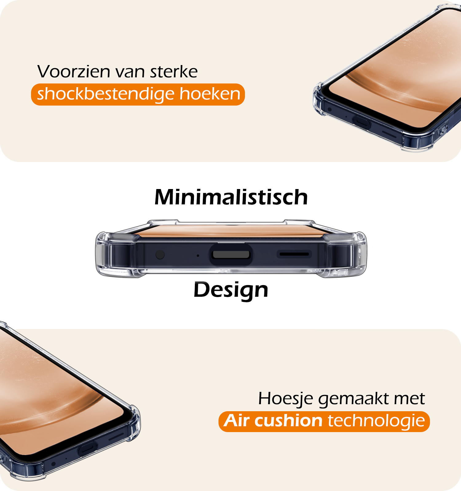 Nomfy Hoesje Geschikt voor Samsung A25 Hoesje Pasjeshouder Shockproof Pas Houder - Hoesje Geschikt voor Samsung Galaxy A25 Hoes Met Kaarthouder - Transparant - 2 PACK