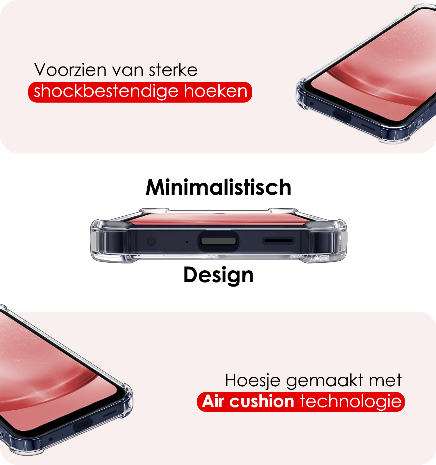 NoXx Hoes Geschikt voor Samsung A25 Hoesje Pasjeshouder Cover Shock Proof Case Siliconen Hoes Met Kaarthouder Met 2x Screenprotector - Transparant