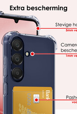 NoXx Hoes Geschikt voor Samsung A25 Hoesje Pasjeshouder Cover Shock Proof Case Siliconen Hoes Met Kaarthouder Met Screenprotector - Transparant