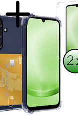 BASEY. Hoes Geschikt voor Samsung A25 Hoesje Shock Proof Case Hoes Met 2x Screenprotector - Hoesje Geschikt voor Samsung Galaxy A25 Hoes Cover Shockproof - Transparant