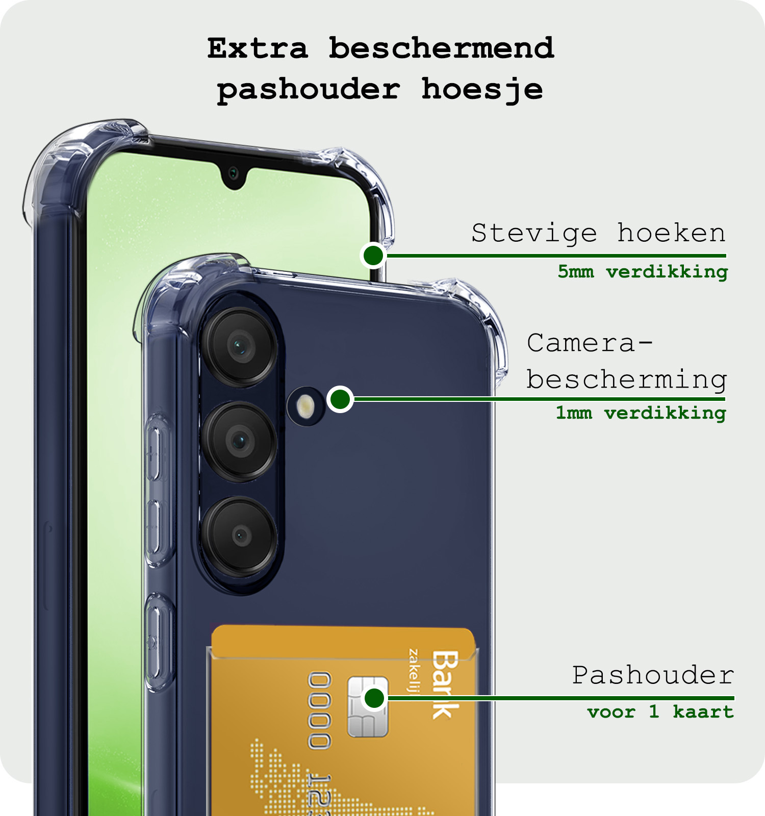 BASEY. Hoes Geschikt voor Samsung A25 Hoesje Shock Proof Case Hoes Met 2x Screenprotector - Hoesje Geschikt voor Samsung Galaxy A25 Hoes Cover Shockproof - Transparant