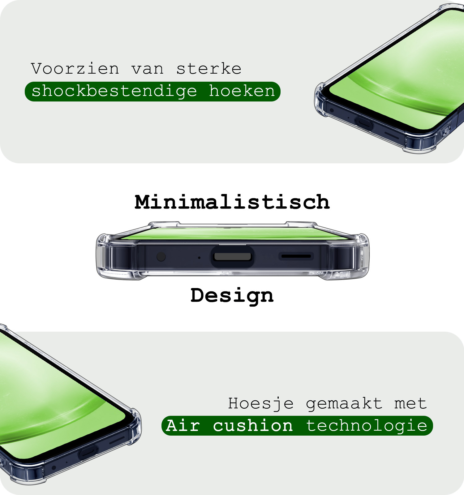 BASEY. Hoes Geschikt voor Samsung A25 Hoesje Shock Proof Case Hoes Met 2x Screenprotector - Hoesje Geschikt voor Samsung Galaxy A25 Hoes Cover Shockproof - Transparant