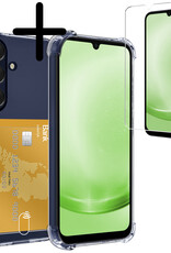 BASEY. Hoes Geschikt voor Samsung A25 Hoesje Shock Proof Case Hoes Met Screenprotector - Hoesje Geschikt voor Samsung Galaxy A25 Hoes Cover Shockproof - Transparant