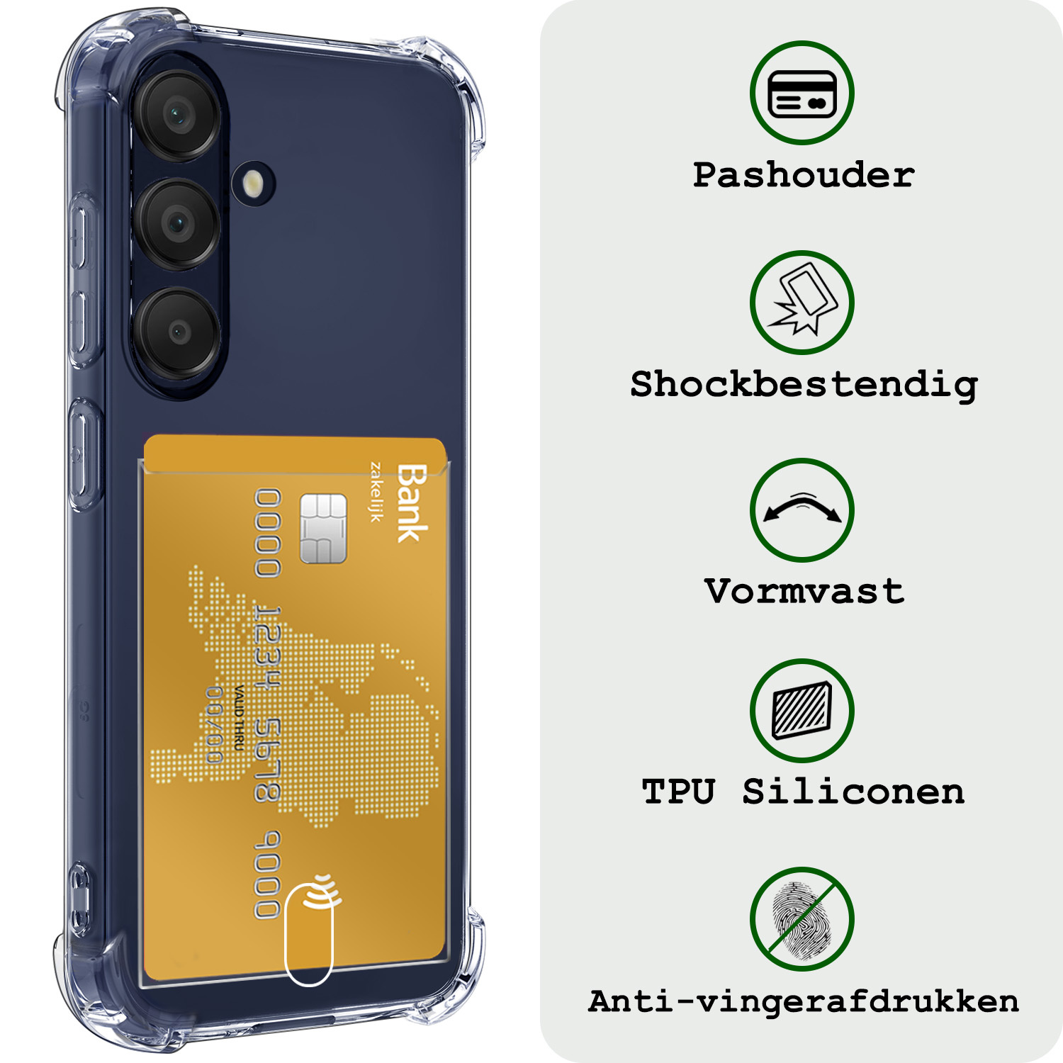 BASEY. Hoes Geschikt voor Samsung A25 Hoesje Shock Proof Case Hoes Met Screenprotector - Hoesje Geschikt voor Samsung Galaxy A25 Hoes Cover Shockproof - Transparant