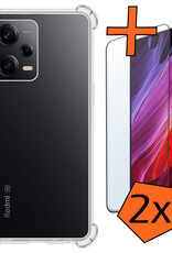 Nomfy Hoesje Geschikt voor Xiaomi Redmi Note 12 Pro+ Hoesje Shock Proof Cover Case Shockproof Met 2x Screenprotector - Hoes Geschikt voor Xiaomi Redmi Note 12 Pro+ Hoes Siliconen Back Case - Transparant