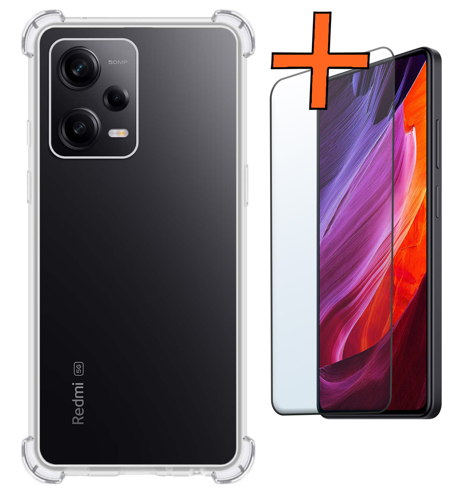 Nomfy Hoesje Geschikt voor Xiaomi Redmi Note 12 Pro+ Hoesje Shock Proof Cover Case Shockproof Met Screenprotector - Hoes Geschikt voor Xiaomi Redmi Note 12 Pro+ Hoes Siliconen Back Case - Transparant