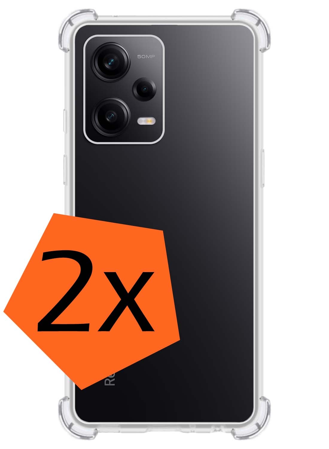 Nomfy Hoesje Geschikt voor Xiaomi Redmi Note 12 Pro+ Hoesje Shock Proof Cover Case Shockproof - Hoes Geschikt voor Xiaomi Redmi Note 12 Pro+ Hoes Siliconen Back Case - Transparant - 2 PACK