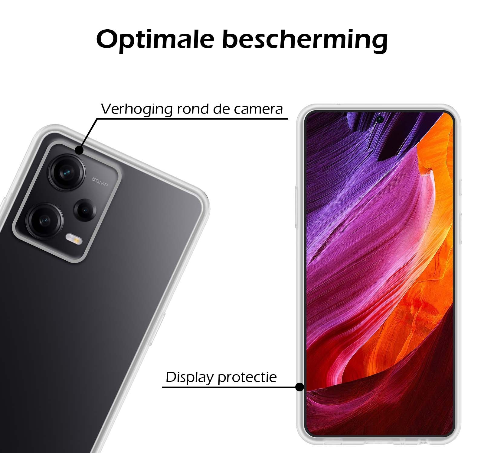 Nomfy Hoesje Geschikt voor Xiaomi Redmi Note 12 Pro+ Hoesje Siliconen Cover Case Met 2x Screenprotector - Hoes Geschikt voor Xiaomi Redmi Note 12 Pro+ Hoes Back Case - Transparant