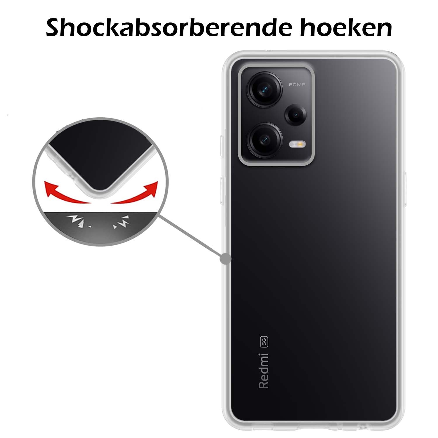 Nomfy Hoesje Geschikt voor Xiaomi Redmi Note 12 Pro+ Hoesje Siliconen Cover Case Met 2x Screenprotector - Hoes Geschikt voor Xiaomi Redmi Note 12 Pro+ Hoes Back Case - Transparant