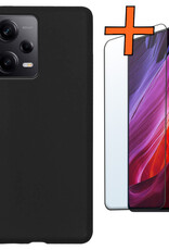 Nomfy Hoesje Geschikt voor Xiaomi Redmi Note 12 Pro+ Hoesje Siliconen Cover Case Met Screenprotector - Hoes Geschikt voor Xiaomi Redmi Note 12 Pro+ Hoes Back Case - Zwart
