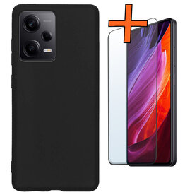 Nomfy Nomfy Xiaomi Redmi Note 12 Pro+ Hoesje Siliconen Met Screenprotector - Zwart