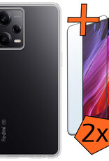 Nomfy Hoesje Geschikt voor Xiaomi Redmi Note 12 Pro+ Hoesje Siliconen Cover Case Met 2x Screenprotector - Hoes Geschikt voor Xiaomi Redmi Note 12 Pro+ Hoes Back Case - Transparant