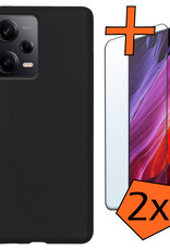 Nomfy Hoesje Geschikt voor Xiaomi Redmi Note 12 Pro+ Hoesje Siliconen Cover Case Met 2x Screenprotector - Hoes Geschikt voor Xiaomi Redmi Note 12 Pro+ Hoes Back Case - Zwart