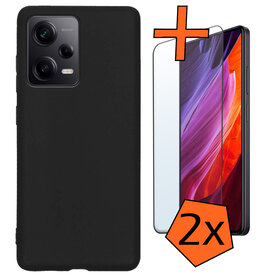 Nomfy Nomfy Xiaomi Redmi Note 12 Pro+ Hoesje Siliconen Met 2x Screenprotector - Zwart