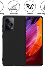 Nomfy Hoesje Geschikt voor Xiaomi Redmi Note 12 Pro+ Hoesje Siliconen Cover Case Met 2x Screenprotector - Hoes Geschikt voor Xiaomi Redmi Note 12 Pro+ Hoes Back Case - Zwart