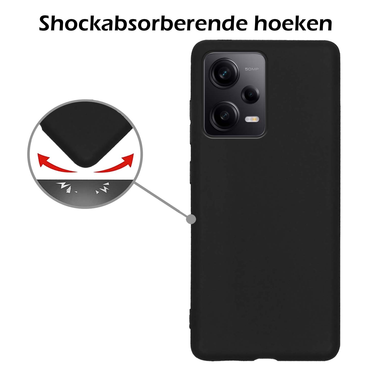 Nomfy Hoesje Geschikt voor Xiaomi Redmi Note 12 Pro+ Hoesje Siliconen Cover Case Met 2x Screenprotector - Hoes Geschikt voor Xiaomi Redmi Note 12 Pro+ Hoes Back Case - Zwart
