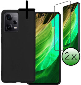 BASEY. BASEY. Xiaomi Redmi Note 12 Pro+ Hoesje Siliconen Met 2x Screenprotector - Zwart