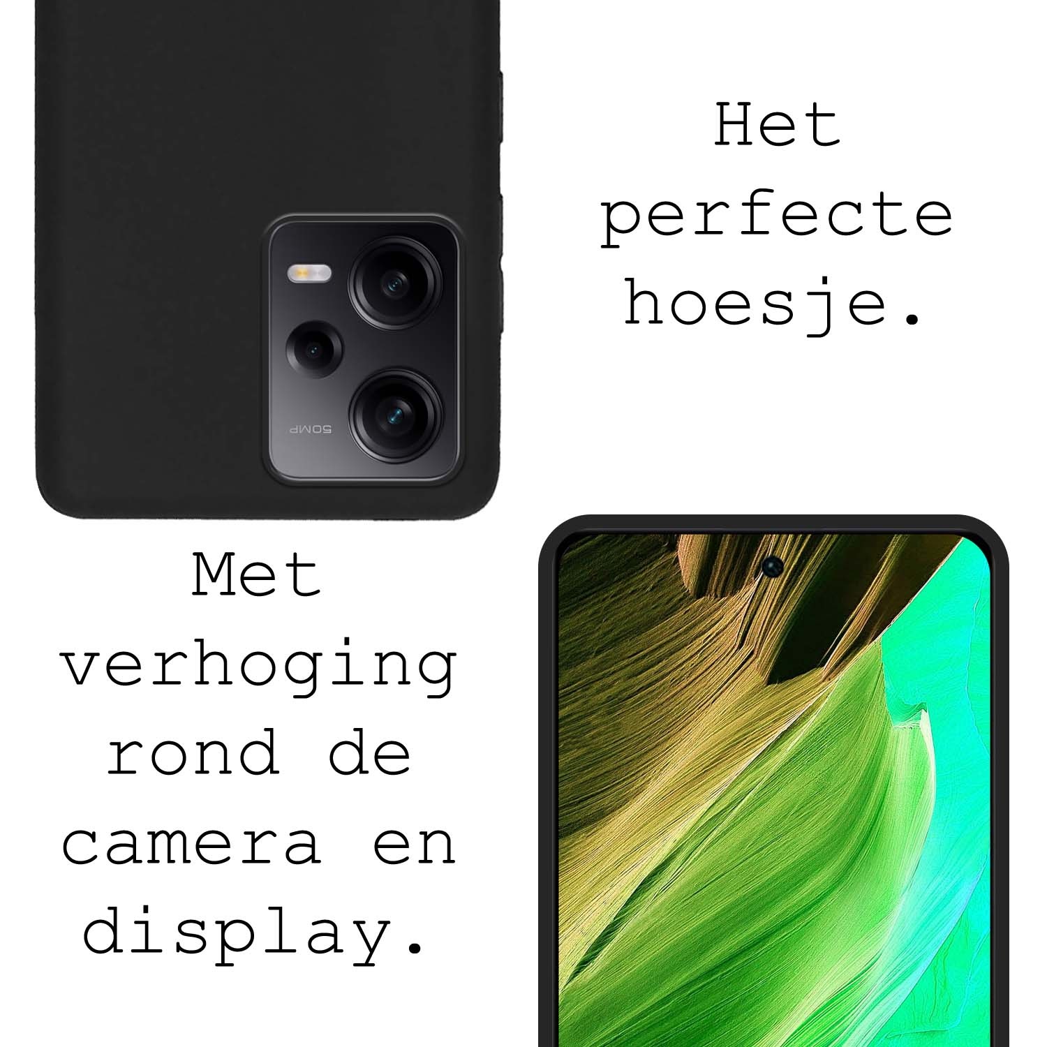 BASEY. Hoes Geschikt voor Xiaomi Redmi Note 12 Pro+ Hoesje Siliconen Back Cover Case Met 2x Screenprotector - Hoesje Geschikt voor Xiaomi Redmi Note 12 Pro+ Hoes Cover Hoesje - Zwart